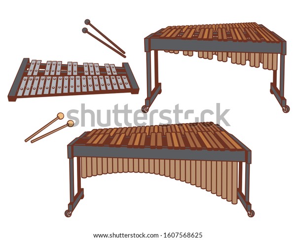 Percussion\
instruments set. Vector\
illustration.