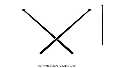 Percussion mallets, black isolated silhouette