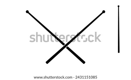 Percussion mallets, black isolated silhouette