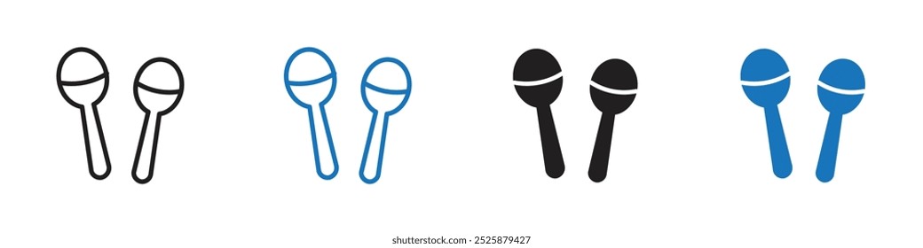 Percussion maracas icon linear graphics set vector in black