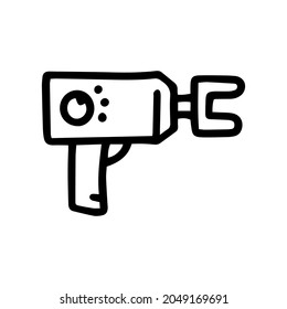 ícono simple de la línea de cañón de masaje de percusión vectorial doodle