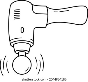 Percussion Massager. Vector Outline Illustration.