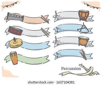 Percussion and music themed labels and frames. Vector illustration.