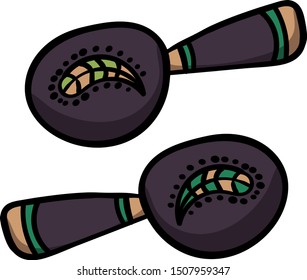 Percussion musical instrument:  beanbag, rumba shaker. Cartoon style, vector. Decorative maracas, musical instrument. Vector illustration isolated. - Vector