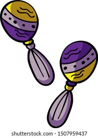 Percussion musical instrument:  beanbag, rumba shaker. Cartoon style, vector. Decorative maracas, musical instrument. Vector illustration isolated. - Vector