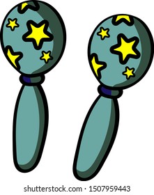 Percussion musical instrument:  beanbag, rumba shaker. Cartoon style, vector. Decorative maracas, musical instrument. Vector illustration isolated. - Vector