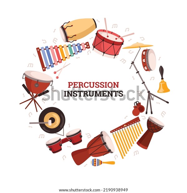 Percussion musical\
instruments banner or poster layout, cartoon flat vector\
illustration isolated. Leaflet or poster template with drums for\
music fest and music\
festival.