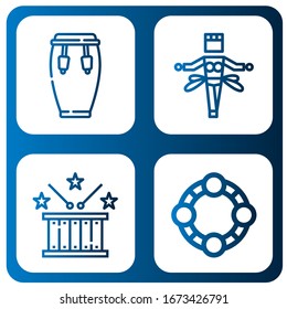 percussion simple icons set. Contains such icons as Conga, Samba, Drum, Tambourine, can be used for web, mobile and logo
