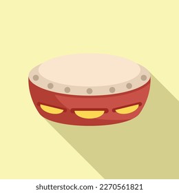 Percussion tambourine icon flat vector. Samba drum. Musical instrument