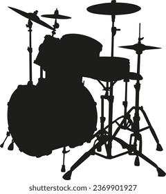 Percussive Energy: Drum Set Silhouettes - Vector Illustration