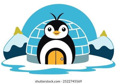 Percy, o Pinguim, vivia num iglu aconchegante à beira de uma aldeia nevada