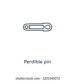 Perdible pin concept line icon. Linear Perdible pin concept outline symbol design. This simple element illustration can be used for web and mobile UI/UX.