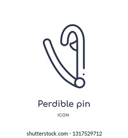 perdible pin icon from tools and utensils outline collection. Thin line perdible pin icon isolated on white background.