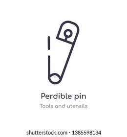 perdible pin outline icon. isolated line vector illustration from tools and utensils collection. editable thin stroke perdible pin icon on white background