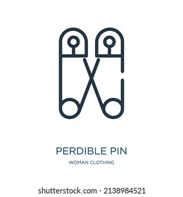 perdible pin thin line icon. makeup, long linear icons from woman clothing concept isolated outline sign. Vector illustration symbol element for web design and apps.