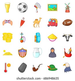 Peregrinate icons set. Cartoon set of 25 peregrinate vector icons for web isolated on white background