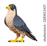 Peregrine falcon cartoon illustration isolated on white background