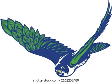 Peregrine Falcon Flying with Its Feathers Shaped as Kratom Leaves