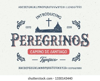 "Peregrinos". Vintage Modern Font Duo. Retro Typeface. Vector Illustration