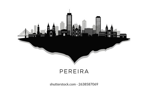 Pereira Colombia Skyline Silhouette with Cityscape.