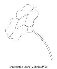 Perennial wildflower on stem black and white 2D line cartoon object. 1970s vibe plant isolated vector outline item. Boho botanic anemone. Enchanted bohemian floral monochromatic flat spot illustration