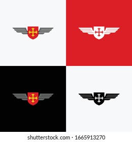 Peres, shield and wing logo design inspiration concept