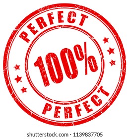 Perfect 100 vector stamp on white background