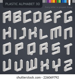 Perfect 3D alphabet from the plastic constructor. Modern design.