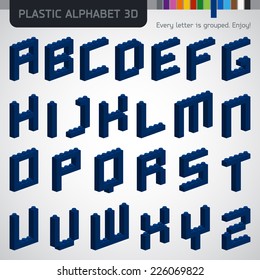 Perfect 3D alphabet from the plastic constructor. Modern design.