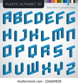 Perfect 3D alphabet from the plastic constructor. Modern design.