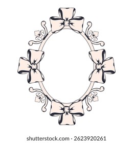 Perfect Antique Oval vector Frame with empty space for text, Victorian style Frame with bow and decorative element EPS 10