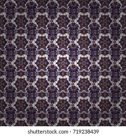 Perfect for any kind of design, wedding, birthday, holidays, kaleidoscope, medallion. Geometric seamless pattern circular ornament. Vector multicolor mandalas in violet, brown and white colors.