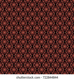 Perfect for any kind of design, wedding, birthday, holidays, kaleidoscope, medallion. Geometric seamless pattern circular ornament. Vector multicolor mandalas in red, black and orange colors.