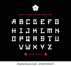 Perfect Asian Japanese style vector type font. Typography japan style font. English Japanese letters