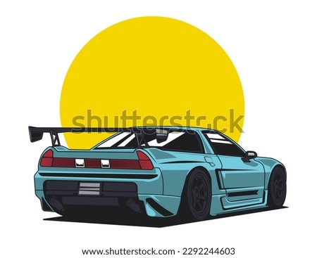 perfect back side car illustration vector in blue tone design