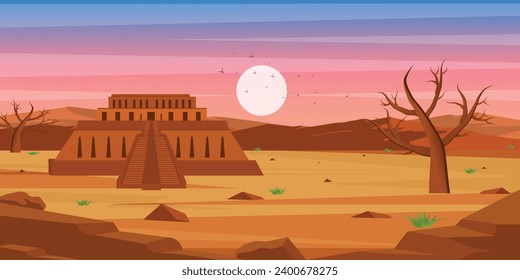 Perfect background of desert castle with editable vector 