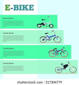 Perfect background for shop electric bikes or banner with an electric bike. infographics.Web Page Sport Banner Template Place for your text.