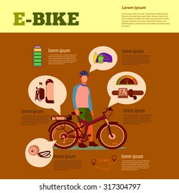 Perfect background for shop electric bikes or banner with an electric bike. infographics.Web Page Sport Banner Template Place for your text.