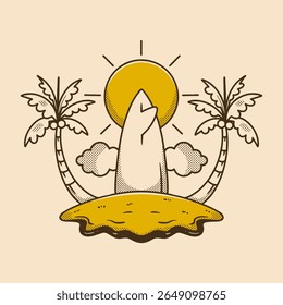 Perfeito para roupas com temas de praia, mercadorias de surf, cartazes de verão e designs de férias tropicais