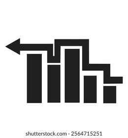 Perfect Black pictogram illustration. vector illustration of profit icon for various purposes, Business chart with arrows. rising and falling graphs. Profit increase and decrease symbol. 