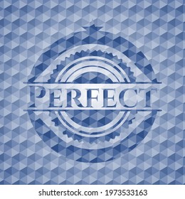 Perfect blue emblem with geometric pattern background. Vector Illustration. Detailed. 