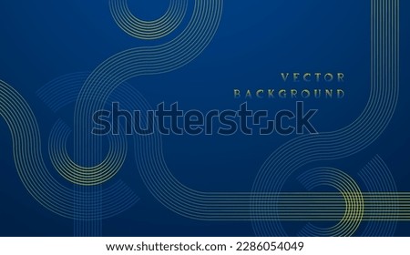 Perfect blue yellow glowing circle lines on dark blue background. Geometric stripe line art design. Cool shiny lines. Futuristic technology concept for poster, cover, banner, brochure, landing