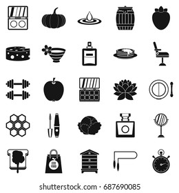 Perfect body icons set. Simple set of 25 perfect body vector icons for web isolated on white background