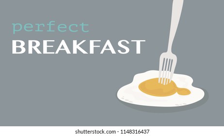 Perfect breakfast Fried egg on Dark background. EPS10 vector illustration.