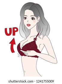 Perfectos pechos, esto puede ser usado para decorar afiches y publicidad sobre mujer sujetadora y vender productos de realce de pechos.