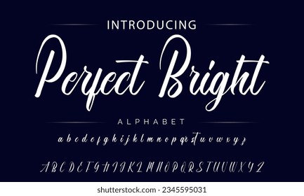 Perfect Bright calligraphy script. Vector alphabet.