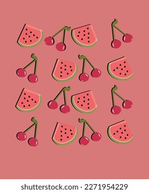 Perfect bright color fruits background, stickers
