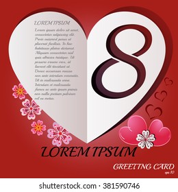 Perfect card on red background. March 8 Vector Art, Stock Vector