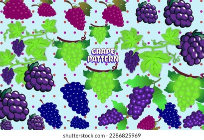 Perfect card pattern of colorful grapes on blue background
