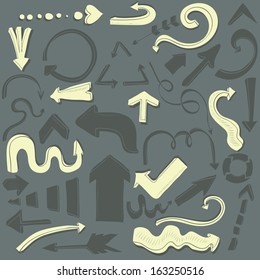 Perfect cartoon arrow set. Beautiful design element for your site. Fully editable arrows drawn in vector by hand. 